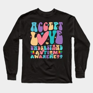 Accept Love Autism Awareness Gift for Birthday, Mother's Day, Thanksgiving, Christmas Long Sleeve T-Shirt